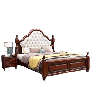 Dazhang Jiaju American Style 1.8m Solid Wood High Box Platform <b>Bed</b> Mahogany <b>Soft</b> Headboard Master Bedroom Furniture - Product Image 5