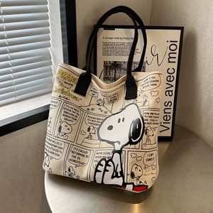 Borsa Tote in Tela di Alta Qualità con Stampa Giornale Snoopy, Grande Capacità, Borsa a Tracolla Singola da Donna con Cartone Animato - Product Image 1