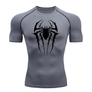 Camiseta Deportiva de Compresión de Secado Rápido para <span class=keywords><strong>Hombre</strong></span>, Tejido Transpirable de Alta Elasticidad, Diseño Creativo de <span class=keywords><strong>Araña</strong></span>, Absorbe la Humedad, para Correr y Gimnasio - Product Image 4