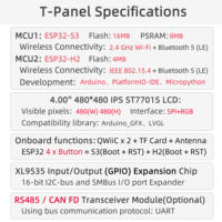 LILYGO T-Panel-S3 4,0-Zoll TFT LCD ESP32-S3 ESP32-H2 Dual-MCU-Entwicklungsboard mit SPI+RGB-Bildschirm WLAN- und Bluetooth-Modul