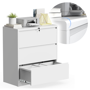 Gabinete moderno de acero de 3 cajones con cofre extraíble para oficina, escuela, almacén o taller de almacenamiento - Product Image 1