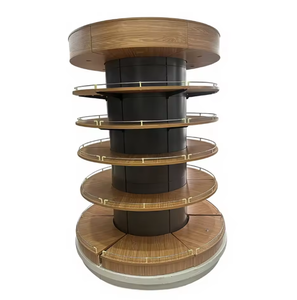<strong>Round</strong> Pillar-mounted <strong>Shelving</strong> for Retail Stores, Multi-tier Wood/Steel Display Rack for Supermarket Convenience Store - Product Image 1