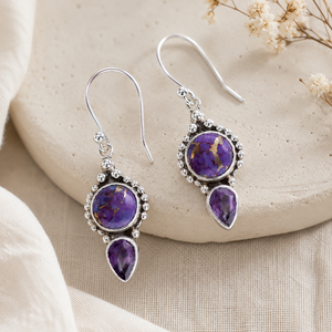 Orecchini turchesi viola, gioielli retrò da donna, idee regalo - Product Image 6