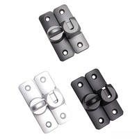 Loquet de porte en alliage d'aluminium massif, finition pulvérisée en plastique épaissi, pour usage domestique, 90 et 180 degrés, pour salle de bain, sans perçage