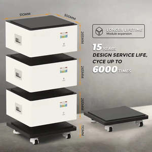 Batterie solaire au lithium LiFePO4 10 kWh 51,2 V 200 Ah empilable pour stockage d'énergie domestique avec BMS intelligent - Product Image 2