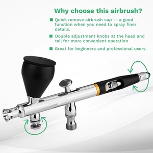 Dual Action Airbrush 9cc 1/3 oz Fluid Cups Quick Remove Air Cap Nozzle Gravity Feed with Accessories - Product Image 5