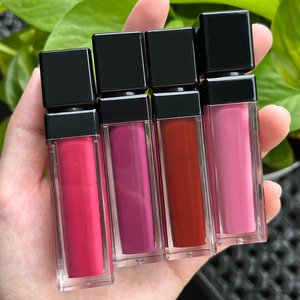Vente en gros de rouge à lèvres liquide Nude Colors Rouge à lèvres végétalien mat à haute pigmentation Paquet noir Logo personnalisé Brillant à lèvres Cosmétiques - Product Image 1