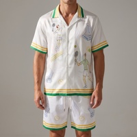 Chemise imprimée artistique pour homme à manches courtes, style Casablanca, col camp, pour club de tennis, resort, vente en gros, personnalisable B2B Pro