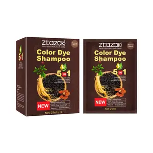 מוקרו 25 מ""ל *10 יחידות ג'ינסנג 3IN1 צבע שיער בריא צמח טבעי שחור צבע שיער עיצוב שחור כהה צבע קפה שמפו צבע