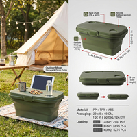 Boîte de rangement alimentaire pliable pour le camping, conteneur alimentaire portable pliable pour le camping avec plateau de service