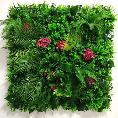 Painel de parede para exterior, painel vertical de 1x1m, painel de parede artificial anti-UV para plantas verdes, cobertura de buxo