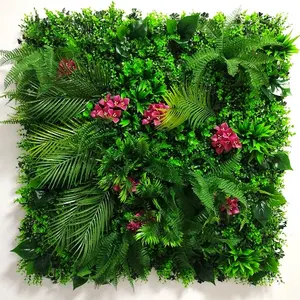 1x1m Panel de pared para colgar en la pared al aire libre Vertical Boxwood Hedge Artificial Anti-UV Paneles de pared de plantas verdes