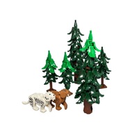 Blocs de construction MOC à petites particules, animaux sauvages (Léopard, Ours), Cèdre, Cyprès, pour la création de modèles DIY sur le thème de la jungle et de la forêt