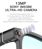 Gafas Inteligentes AG66 con Pantalla y Tecnología de Guía de Ondas, Grabación de Video 2K, para Navegación Empresarial