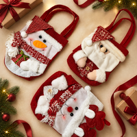 Weihnachtsgeschenktüte mit 3D-Figur von Weihnachtsmann, Schneemann und Rentier, Süßigkeiten-Tragetasche für Feiertagspartys und Dekoration