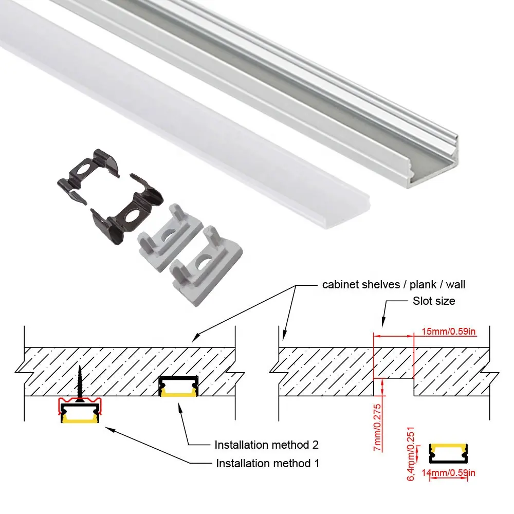 14 * 7mm新デザインLEDアルミプロファイルチャンネルキャビネットライトLEDストリップライト用