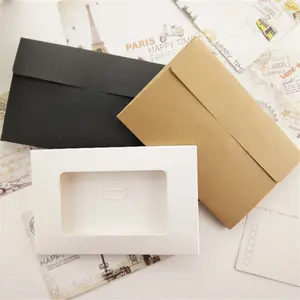 Caixa de cartão de convite mini envelope, embalagem personalizada reciclada caixa de papel de embalar com janela