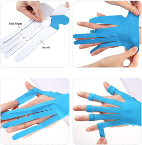 Bande de kinésiologie prédécoupée pour la main et le poignet, <span class=keywords><strong>bandage</strong></span> élastique de soutien athlétique pour les doigts, soulagement du syndrome du canal carpien et de la main de l'ordinateur - Product Image 6