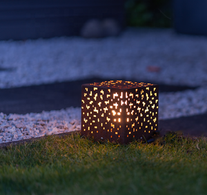Lampadaires en acier corten couleur rouille, lampes de pelouse, lampadaires de jardin, boîte à lumière carrée - Product Image 1