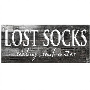 KINGO Vintage Lost Socks Seeking Soul Mates Rustic Canvas Print Art Wall Decor for Washroom/<strong>Bathroom</strong> 6" X 15" - Product Image 1