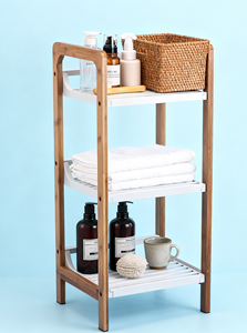 맞춤형 모던 대나무 3단 다기능 에타제르 욕실 사다리 스탠드 가정용 정리함 욕실 식기 욕조 스탠드 박스 포장 - Product Image 3