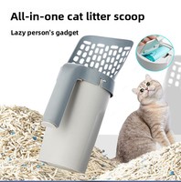 Pelle à litière pour chat avec bac de collecte intégré, en plastique, portable, durable, écologique, tout-en-un, pour nettoyage de litière de chaton et d'animaux domestiques, pelle à excréments, pour intérieur
