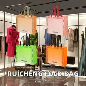 Sac fourre-tout personnalisé en non-tissé écologique, sac de courses réutilisable tendance avec poignées en coton, logo/impression PC, pour aliments moyens - Product Image 3