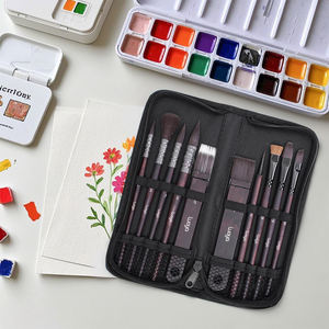 Ensemble de 10 pinceaux d'<span class=keywords><strong>artiste</strong></span> LUOYA, poils en nylon, manches en bois - Pinceaux ronds de détail pour acrylique, aquarelle, <span class=keywords><strong>gouache</strong></span> (noir) - Product Image 3