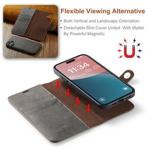 Étui portefeuille magnétique détachable 2 en 1 pour iPhones 16/16 Plus Étui folio en cuir à rabat avec fente pour cartes séparable - Product Image 6