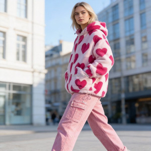 Nouvelle <span class=keywords><strong>veste</strong></span> sweat à capuche décontractée épaisse en <span class=keywords><strong>peluche</strong></span> imprimée et teinte pour <span class=keywords><strong>femme</strong></span>, style européen et américain, collection automne-hiver - Product Image 6