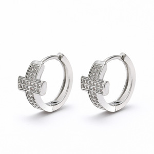 Cross <b>Huggie</b> <b>Earrings</b> Gold <b>Silver</b> Rose Gold Micro Set Zircon Party Fashion Jewelry - Product Image 4