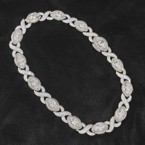 NUOYA Cadena Cubana de 15mm con Diamantes Grandes en Forma de Ojo, Joyería Hip Hop, Collar Gargantilla de Eslabones Infinitos Plateados para Mujer - Product Image 5