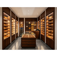Vitrine à cigares en cèdre espagnol, humidor, armoire à cigares, étuis en bois, éclairage en bois, présentoir à tabac, aménagement de boutique de cigares