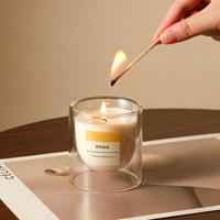 Bougie d'aromathérapie haut de gamme pour chambre à coucher, longue durée, en cire de soja, double paroi, pot en verre transparent, pour anniversaire, mariage, désodorisant d'ambiance