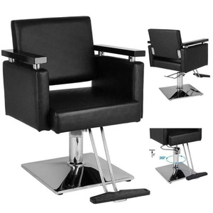 Chaise de salon de coiffure noire luxueuse, moderne et confortable avec accoudoir ergonomique pour la coiffure et la coupe de cheveux - Product Image 5