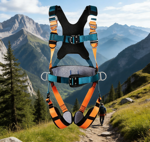 ชุดสายรัดนิรภัยโพลีเอสเตอร์คุณภาพสูงสำหรับปีนต้นไม้ ป้องกันการตกจากที่สูง ทำงานที่สูง ปีนหน้าผา เข็มขัดนิรภัยแบบเต็มตัว - Product Image 1