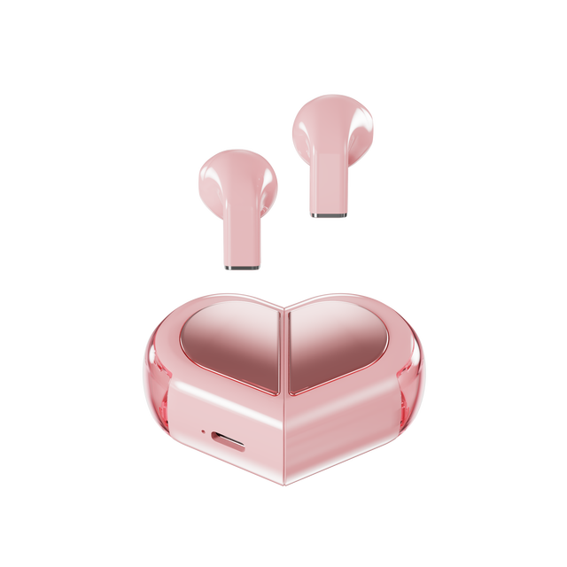 High Quality TWS K-520 Pink Valentine's Day Gift Heart-shaped True Wireless Earphones Semi-in-ear IPX4 Waterproof Earbuds