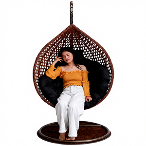 Fauteuil suspendu œuf en rotin tressé de haute qualité, personnalisé en usine, pour jardin, patio, extérieur, avec support métallique - Product Image 1