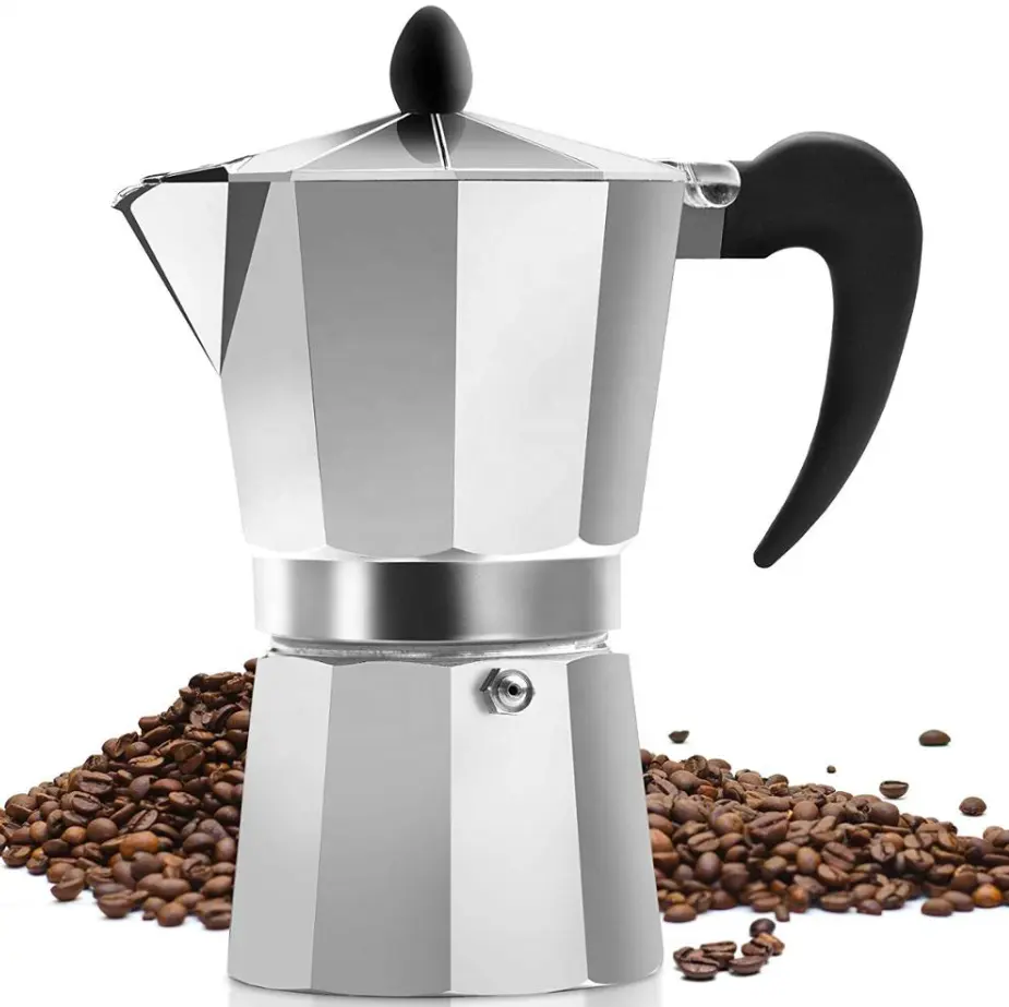 Stovetop Espresso özelleştirilmiş siyah/kırmızı klasik alüminyum Espresso İtalyan tarzı kahve makinesi Moka Pot