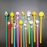 Paille couvre 8mm belle 3D personnalisé paille à boire breloques anti-poussière paille Toppers pour tasses Offre Spéciale PVC 1 pièce Silicone Opp sac
