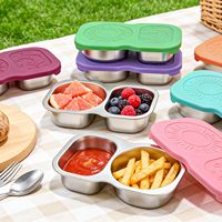 Conteneur alimentaire miniature de 150 ml, 2 compartiments, acier inoxydable, sans BPA, couvercle en silicone, boîte à goûter personnalisée pour enfants, couleur personnalisée