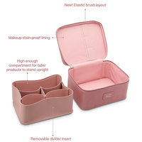 Trousse de Maquillage de Luxe en Cuir Grande Capacité avec Séparateur Amovible, Sac de Rangement Cosmétique Portable pour Voyage et Affaires