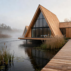 Triángulo Loft Casa de madera Respetuoso con el medio ambiente Prefab Log Cabin Hotel Resort Luxury Lodge Villa para vacaciones Glamping Chalet - Product Image 3