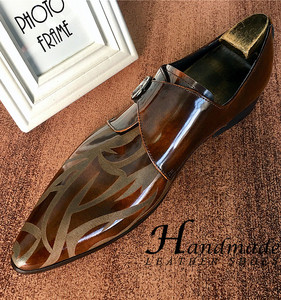 Nouvelles Chaussures Oxford pour Hommes en Cuir Véritable Brillant, à Bout Pointu, à Enfiler, Montantes, à Fermeture à Boutons-Pression, Formelles, Élégantes et Gravées, pour le Bureau et la Carrière - Product Image 3