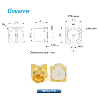 Connecteur RF mâle Gwave GPO-JHD11 (SMP) à souder pour PCB, 50 ohms, laiton plaqué or, micro-ondes DC -22GHz, conforme RoHS