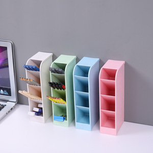 Slanted Multi Compartment Plastic Pen Holder Desktop <b>Storage</b> <b>Box</b> For Stationery Organizing - Product Image 4