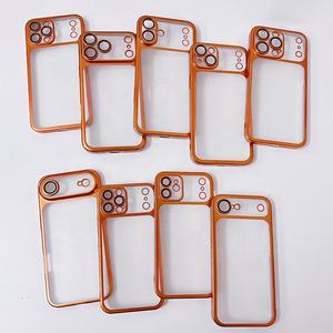 L'étui pour téléphone à sensation de peau mate électrolytique au design orange créatif est livré avec <span class=keywords><strong>un</strong></span> <span class=keywords><strong>film</strong></span> d'objectif pour iPhone 11 12 13 14 15 16 17 Pro Max - Product Image 1