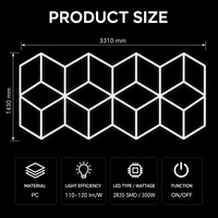 Plafonnier LED linéaire géométrique à 4 cubes, modulaire et connectable, pour garage, atelier et atelier de detailing automobile