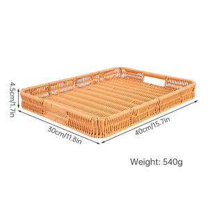 Cesta de pan rectangular apilable de imitación de ratán Bobai para exhibir frutas y aperitivos en la cocina, ideal para fiestas. - Product Image 4