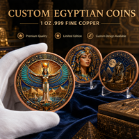 1 ons Koin Tembaga Murni .999 Koin Mesir Kuno 3D Relief Tinggi dengan Lapisan Cat UV untuk Kolektor Koin Anubis Koin Sphinx